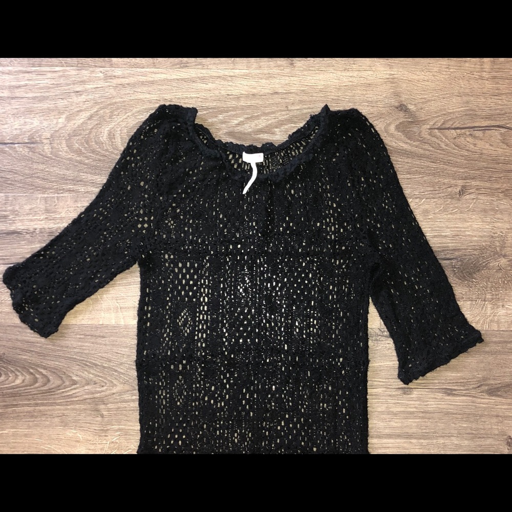 Intimately Free People Black Crochet 3/4 Sleeves Top - Picture 11 of 14